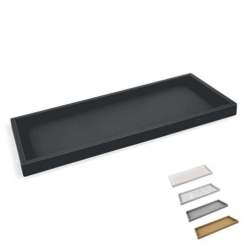Spacewiser Silicone Countertop & Vanity Tray – 11.7” Bathroom Counter Tray | Bathroom Tray, Bathroom Tray Countertop, Tray for Bathroom Counter, Silicone Kitchen Tray for Counter & Countertop Organizer - color: Black, size: Large 11.7”