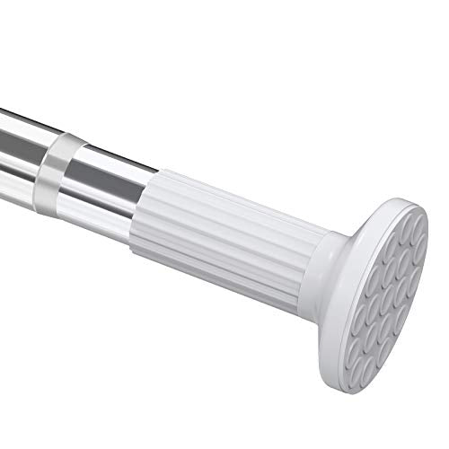 Umimile Tension Curtain Rod, 51-165 inches Adjustable Spring Shower Tension Curtain Rod, Stainless Steel Closet Rod for Windows or Shower, No Drilling, No Rust, Easy to Install - color: Stainless, size: 51-165”