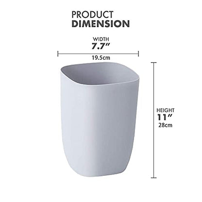 Bathroom Trash Can, Small Garbage Can for Bedroom, Living Room, Kitchen, Slim Cute Plastic Waste Basket for Office, 7L, Grey - color: Grey