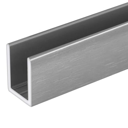 Brixwell SDCD38AB-CCP4 Brushed Anodized 3/8" Fixed Panel Shower Door Deep U-Channel - 4 inch Sample - color: Brushed Anodized, size: 4 Inch - Sample