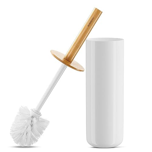 SUBEKYU Toilet Brush, Toilet Bowl Brush and Holder Set, Bathroom Toilet Bowl Cleaner Scrub Brush Set Scrubber for Deep Cleaning, White - color: White 1p