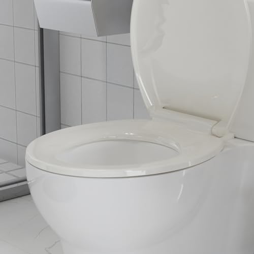 Toilet Seat, Round Toilet Seat with Quick-Release And Quick-Attach, Plastic Toilet Seat with Soft Close, Never Loosen, Easy Install and clean - Fits Most Round Toilets Biscuit - color: Biscuit, size: Round