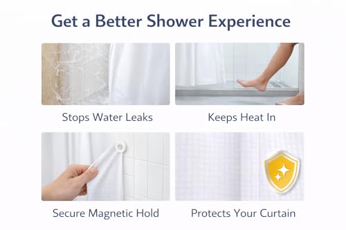Shower Curtain Magnets – No Splash Shower Curtain Clips | Keeps Curtain Closed to Wall | Strong N52 Magnets | 8 Pairs | by IQ Labs
