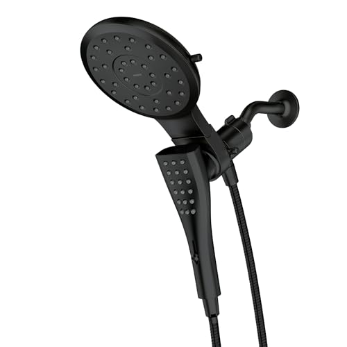 Moen Verso Matte Black Eight-Function 7" Wide Spray Shower Head and Detachable Handshower Combo with 72" Hose, 220C3BL | 7" - color: Matte Black