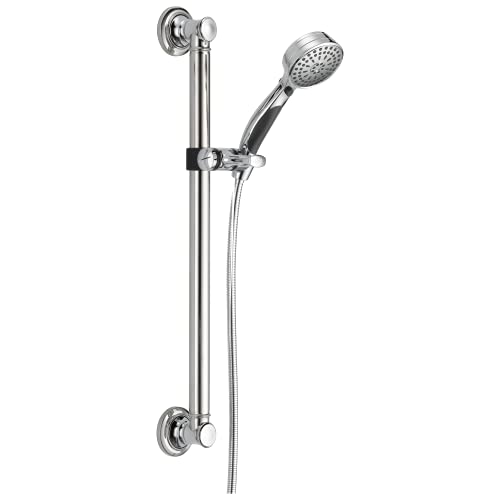 Delta Faucet 9-Spray Slide Bar Hand Held Shower with Hose, Chrome Handheld Shower Head, Slide Bar Hand Shower, Handheld Shower, Detachable Shower Head, Chrome 51900 - color: Chrome