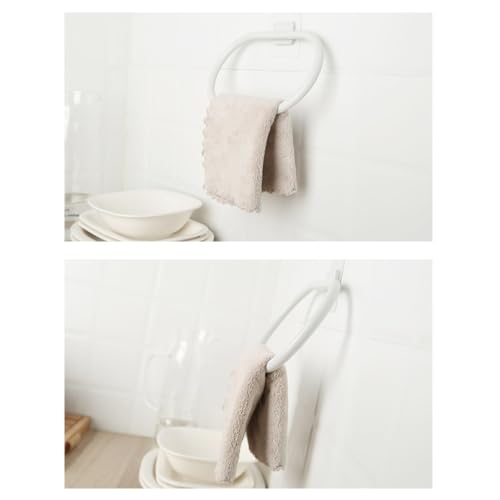 Healifty No Drill Rings Towel Holder Stainless Steel Self-Adhesive Bathroom Towel Ring with Easy Installation and Fingerprint-Free Surface for Kitchen and Bathroom Use