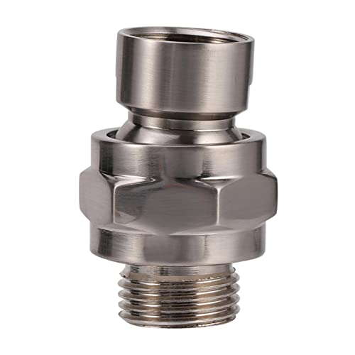 Shower Head Connector,Brass Ball Joint Adjustable Shower Arm Extension Swivel Adapter,Large Water Flow Ball Joint Universal Showering Component Shower Connector,Accessory for Bathroom(Brushed)