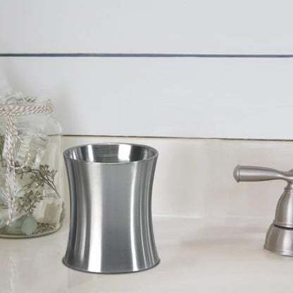 Toothbrush Holder, Bathroom Tumbler Cup, Stainless Steel Rinse Cup, Brushed Finish Decorative Vanity Organizer for Makeup Brushes, Lipsticks, Cotton Swabs