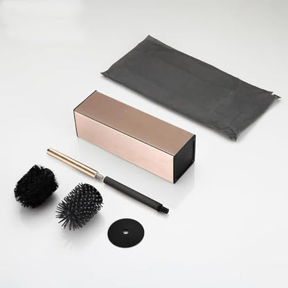 BGL Standing Toilet Brush and Holder Rose Gold Aluminium Toilet Bowl Cleaner Brush and Holder for Bathroom Storage and Organization, Square Design Sturdy and Space Saving - color: Rose Gold