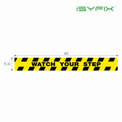 iSYFIX Watch Your Step Floor Decals Stickers, 40x5 Inch, 6 Pack | Self-Adhesive Vinyl, Laminated Anti-Slip, Water Resistance, Indoor & Outdoor - size: 40x5 inch
