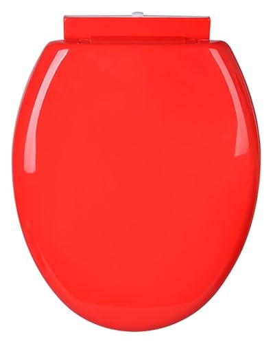 Toilet Seat Quiet No Slam Color Toilet Seats Cover, Quick Release For Easy Clean, Adjustable Plastic Toilet Seat(Red) - color: Red