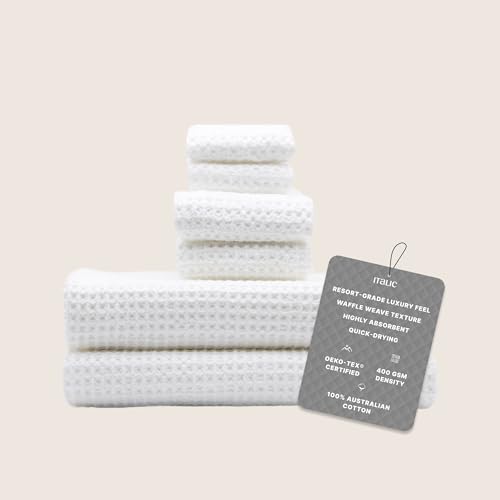 Sedona Luxe Waffle Towel Set, 410 GSM 6-Piece 100% Cotton Set with 2 Bath Sheets, 2 Hand Towels & 2 Washcloths, Spa-Quality, White - color: White, style: Luxe Set (Set of 6 with Bath Sheets)