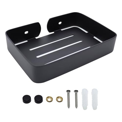 Soap Dish Stainless Steel Black Soap Dish Holder Wall Mounted Shower Soap Holder with Screws, Sturdy Soap Dish for Bar Soap Stylish Soap Dish Holder for Shower Bathroom Kitchen Sink Tub - color: Black