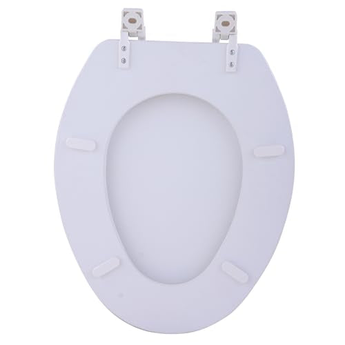 PowerSellerUSA Vinyl Soft Elongated Toilet Seat, Adjustable Hinges Toilet Seats with Non Slip Grip Tight Bumpers, Oval Shape Heavy Duty Plastic Bathroom Toilet Seat Close Lid Set, White - color: White - Vinyl, size: 19" Elongated