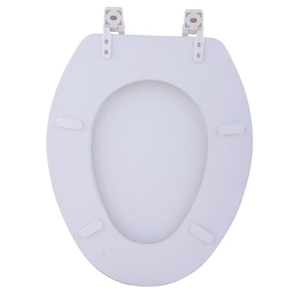 PowerSellerUSA Vinyl Soft Elongated Toilet Seat, Adjustable Hinges Toilet Seats with Non Slip Grip Tight Bumpers, Oval Shape Heavy Duty Plastic Bathroom Toilet Seat Close Lid Set, White - color: White - Vinyl, size: 19" Elongated
