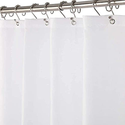 Long Stall Shower Curtain Liner Washable, 54 x 78 Inches, Fabric Shower Liner with 2 Bottom Stones, Waterproof RV Shower Curtain Liner, 9 Grommet Holes, Hotel Quality, White - color: White, size: 54"W x 78"L (Pack of 1)
