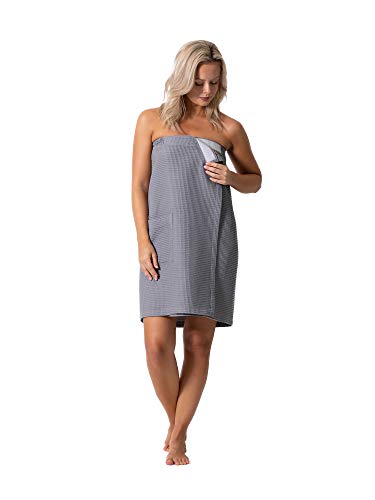 Robe Direct Quick Dry, Lightweight Waffle Spa/Bath Wrap with Adjustable Closure & Elastic Top - color: Gray, size: Large-X-Large