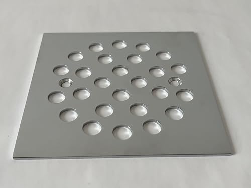 4-1/4 Inch Square Screw-in Shower Drain Cover (Chrome) | Square 4.25-inch design, Thickened 304 stainless steel,replaceable grate with matching screws for bathroom floor drain - color: Chrome