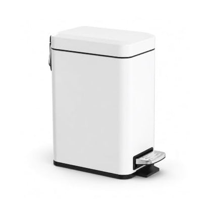 Sineng Bathroom Trash Can with Lid Soft Close, 1.6 Gallon Stainless Steel Small Pedal Garbage Can with Removable Inner Bucket, Waste Bin for Kitchen Bedroom, Compact Toilet Trash Bin, White - color: white