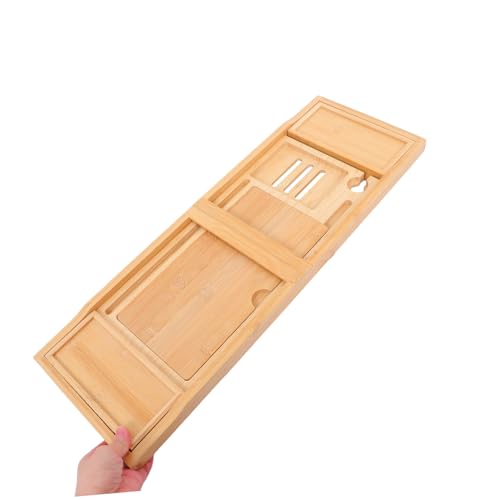 Ciieeo Elegant Bamboo Bathtub Rack Expandable Storage Tray Shower Tray Toiletries Holder Phone Stand Organize Your Bathroom Space