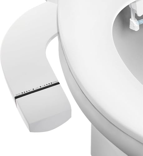 Ultra-Slim Bidet Attachment for Toilet, Dual Nozzle (Frontal & Rear Wash) with Self-cleaning, Non-Electric Bidet Toilet Seat Attachment with Adjustable Water Pressure, White