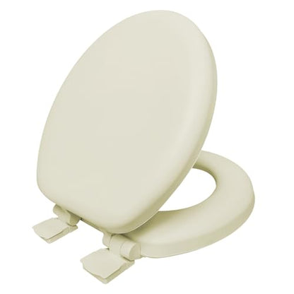 Plexon Soft Cushioned Toilet Seat, Round, Bone, Slow-Close Lid & Seat, Quick-Release Hinge, Easy To Clean & Change - color: Bone, size: Round