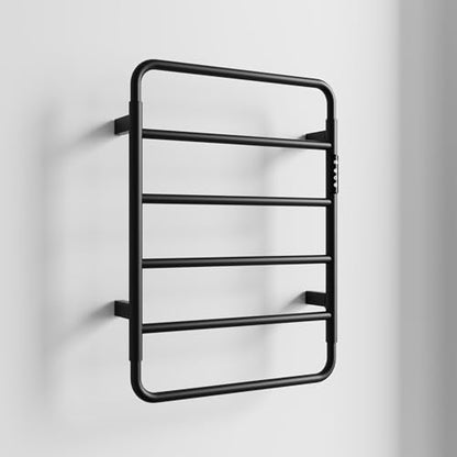 Towel Warmer, Stainless Steel Heated Towel Racks for Bathroom, 6 Bars Wall Mounted Towel Heater with Intelligent Touch Screen Timer & Temperature Adjustment, Plug-in/Hard-Wired, Black - color: Black, size: 6-Bar