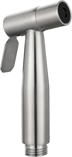 Stainless Steel Toilet Bidet Sprayer Head,Brushed Nickel | for Toilet,personal hygiene cleaning, bathroom cleaning, pet bathing,G1/2 interface. - color: Silver