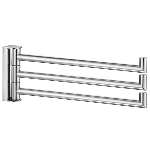 Swivel Towel Rack with 3-Arm, Polished Chrome, 304 Stainless Steel | Rustproof for Bathroom Kitchen RV, 180° Rotating Towel Bar, Fold-Flat Design, Hand Towels & Dish Rags, Drilling Mounted - color: Polished Chrome