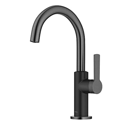 Kraus Oletto Single Handle Kitchen Bar Faucet in Matte Black/Spot Free Black Stainless Steel, Kitchen Sink Faucets, KPF-2822MBSFSB - color: Matte Black/Spot Free Black Stainless Steel, style: Bar Faucet