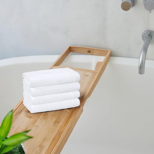 Amazon Basics Cotton Washcloths, Lightweight Quick-Dry, Absorbent Face and Body Towel Set, 12" x 12", White, 12-Pack - color: White, size: 12 Piece, style: Washcloth (Pack of 12)