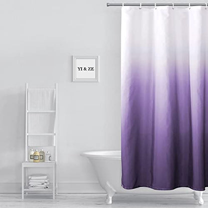 YI & ZE Ombre Dark Purple Shower Curtain Sets for Bathroom Accessories Fabric Polyester Waterproof Modern Shower Curtain Liner with 12 Hooks Purple W36xL72 | Polyester Waterproof Shower Liner, Modern Bathroom Decor, Complete Set with 6 Mounting Hooks - co