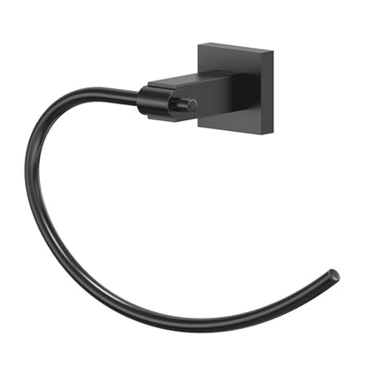 8.5 Inch Matte Black Hand Towel Ring for Bathroom, SUS304 Stainless Steel Wall Mounted Hand Towel Holder, Modern Square Base Swivel Towel Hanger, Heavy Duty - color: Matte Black
