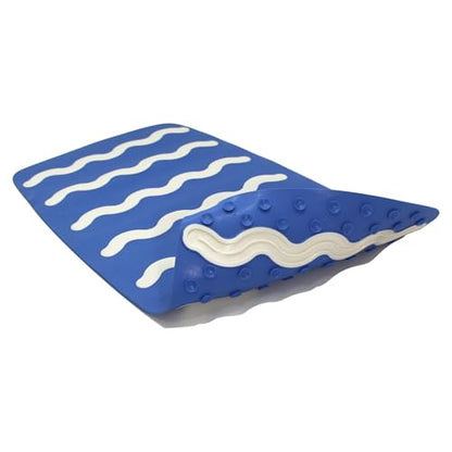 SafeLand Patented Non-Slip Bath, Shower, Tub Mat, TPR Material, Eco-Friendly, Non-PVC, Color Combo, Machine Washable, Durable, with Powerful Gripping Suction Cups, Wave-31 (17"x30") - color: Wave