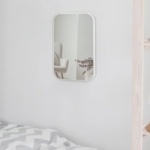8-Inch Table Desk Vanity Makeup Mirror, Simple Portable Travel Mirror with Stand, Standing and Wall Hanging Dual-use, White - color: White