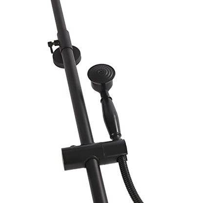 Matte Black Exposed Shower Faucet Kit, 8 Inch Rain Shower with Handheld Spray Double Knobs, Wall Mount Rainfall Shower Head, Bathtub & Shower Trim Systems for Bathrooms in Homes