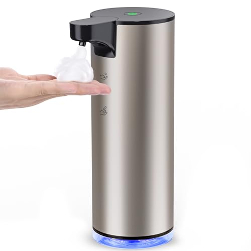 Automatic Soap Dispenser Foam Rechargeable: Touchless Soap Dispenser Stainless Steel with Sensor for Bathroom Kitchen - color: Silver2