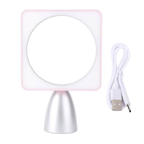 Yosoo 30x Magnifying Mirror with Light, Large 6' Lighted 30x Magnified Mirror with Suction Cups & Table Stand, Lighted Makeup Mirror with 12 Brightness Levels, 360° Rotation (Pink - color: Pink Silver