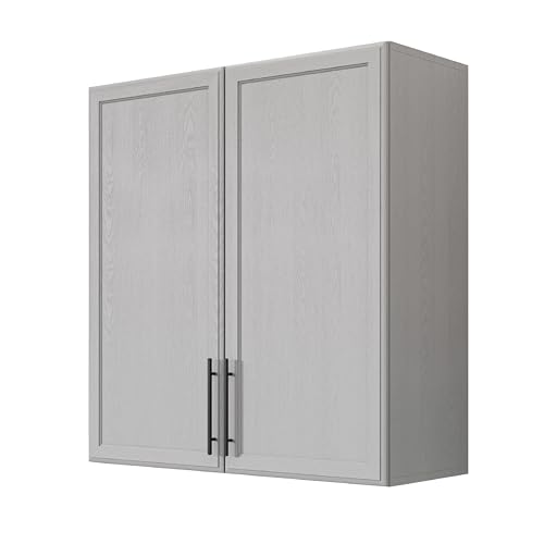 Furnaza 30"W Large Grey Wall cabinet for Laundry Room with Adjustable Shelf | Large Upper Kitchen Wall Mounted Cabinets With Two Shaker Doors for Bathroom,Garage,31.5"H x 11.8"D,Easy to Assemble - color: Grey, size: 30"W