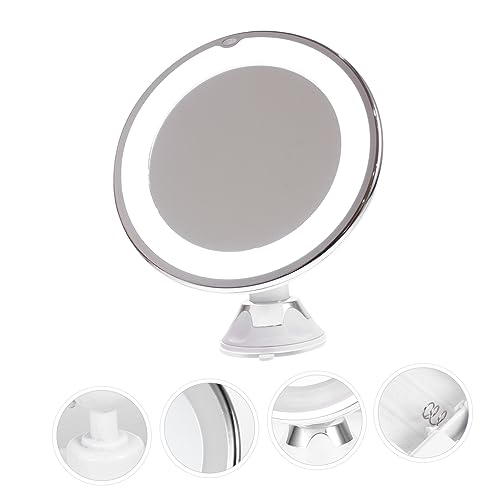 Magnifying LED Lighted Makeup Mirror with Strong Suction Cup Tabletop Vanity Mirror for Precise Cosmetics Application Portable and Easy Mounting Smooth Surfaces Women