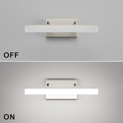 Aipsun Brushed Nickel Vanity Light 16 inch Modern Wall Sconces Adjustable LED Bathroom Light Fixtures Over Mirror Rotatable Vanity Lighting 5500K - color: Brushed Nickel, size: 15.7 in