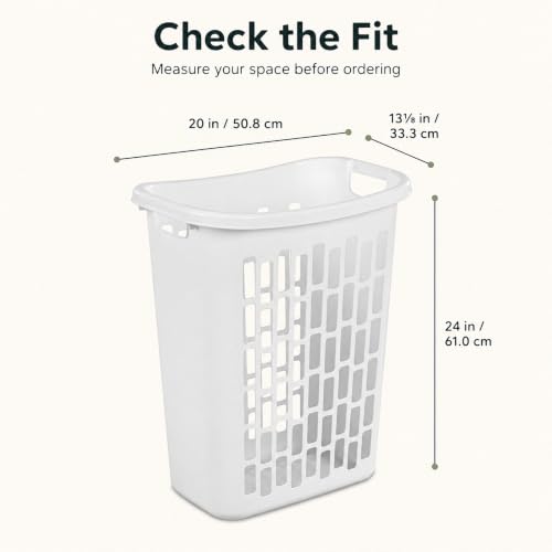 Slim Rectangular Laundry Hamper, Ventilated Plastic Clothes Basket, 1 Pack | 1.8 Bushel Open Laundry Basket with Sturdy Handles, Odor-Reducing Airflow Design for Closet, Dorm, and Bathroom Corners - size: 1.8 Bushel