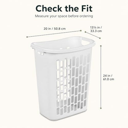 Slim Rectangular Laundry Hamper, Ventilated Plastic Clothes Basket, 1 Pack | 1.8 Bushel Open Laundry Basket with Sturdy Handles, Odor-Reducing Airflow Design for Closet, Dorm, and Bathroom Corners - size: 1.8 Bushel
