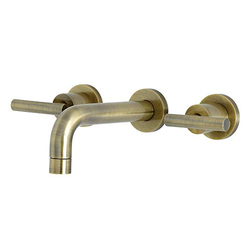 Kingston KS8123CML Wall Mount Bathroom Faucet, Antique Brass - color: Antique Brass
