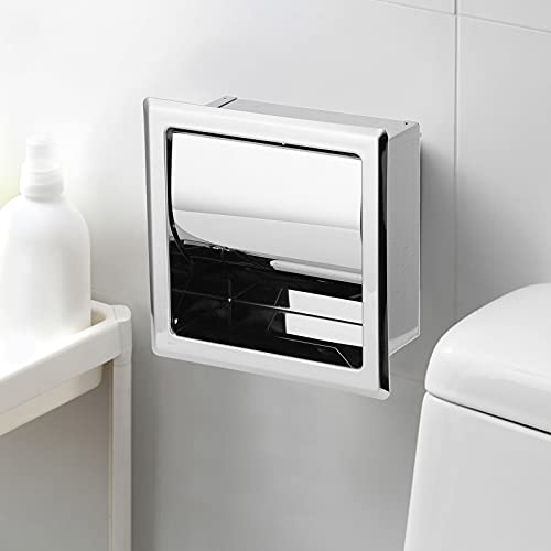 Recessed Toilet Paper Holder, Stainless Steel Tissue Towel, Toilet Roll Paper Rack for Home Hotel Bathroom