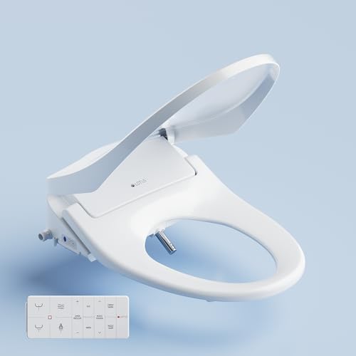 Lotus Bidet ATS-850 Elongated | Slim Heated Toilet Seat with Adjustable Warm Water Wash, Wireless Remote, Stainless Steel Nozzle, Warm Dryer, LED Night Light, Child Mode, Easy DIY Installation