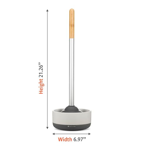 Full Circle Quick Drying Toilet Plunger - Bathroom Toilet Plunger with Ceramic Holder and Quick-Dry Base for Mold & Mildew Prevention, Easy to Clean & More Hygenic, White - color: Starter Kit, style: Plunger