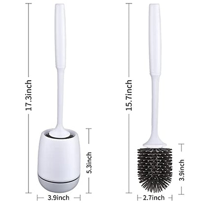 RV Toilet Bowl Brush and Holder, Silicone Toilet Bowl Brush Cleaning Toilet Scrubber Set with Non-Scratch Silicone Bristles Deep Cleaning. Wall Mount for Motorhome Travel, Travel Trailers, Camper
