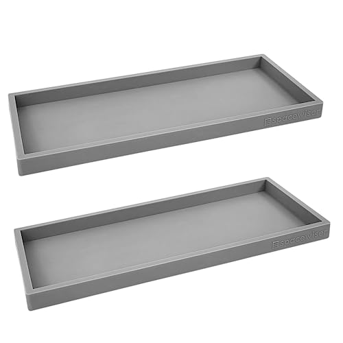 Spacewiser Silicone Countertop & Vanity Bathroom Tray – 2 PC 11.7" | Bathroom Tray Set, Bathroom Tray Countertop, Bathroom Counter Tray, Dish Soap Kitchen Tray & Bathroom Organizer Countertop - color: Modern Gray, size: 2 PC Large - 11.7”