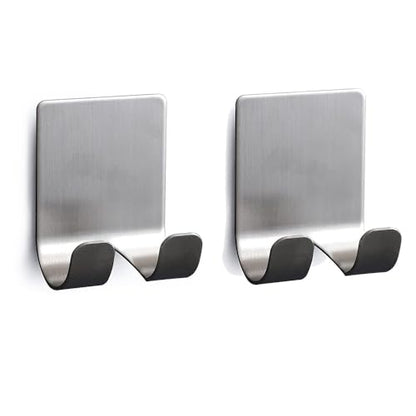 Self Adhesive Razor Holder Hanger with Double Hook Stainless Steel Shower Hook for Razor 2 Pack(Silver) - color: Silver